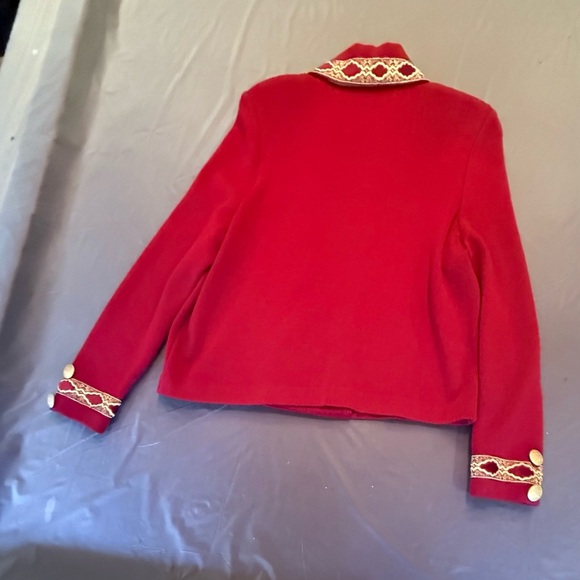 St John Collection Vintage Red/Gold Double Breast Knit Blazer Size 10/M $1395 - Picture 2 of 13